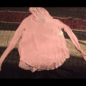 Light pink oversized hooded shirt
