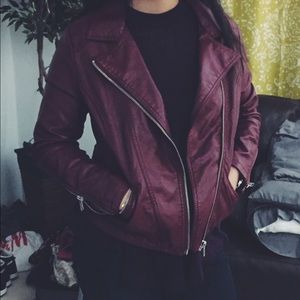 Burgundy pleather jacket