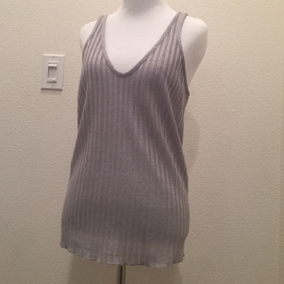 Zara shimmery silver tank sweater Sz Small