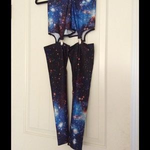 Discon Black Milk Clothing Blue Galaxy Suspender