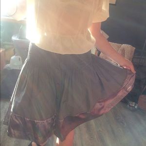 Slate satin hemmed librarian skirt