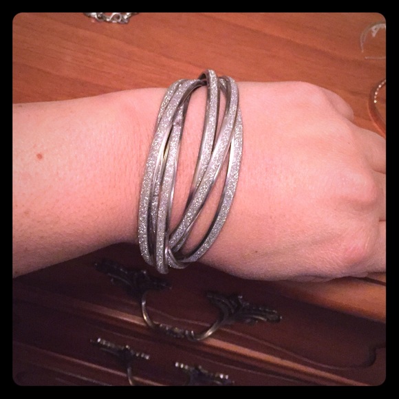 Silver sparkle bangles
