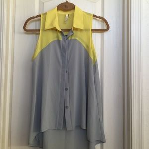 Grey and yellow blouse