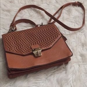 Brown crossbody and black dress bundle