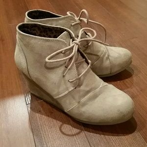 Lace up wedge booties