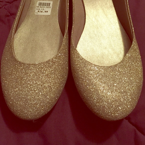 Gold glitter flats