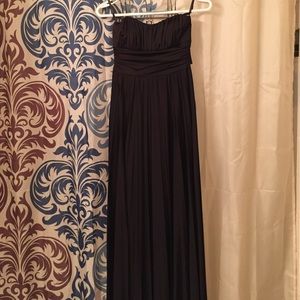 Floor length strapless black gown