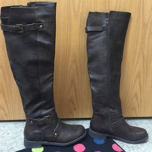 Brown, over the knee boots