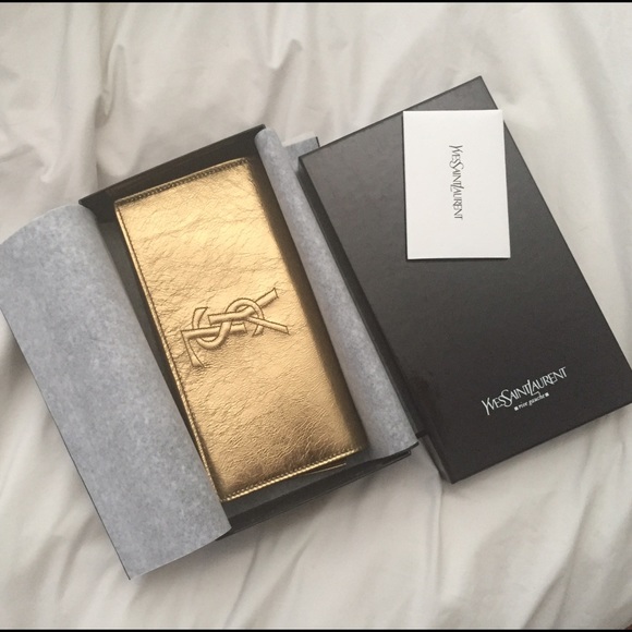 YSL gold wallet