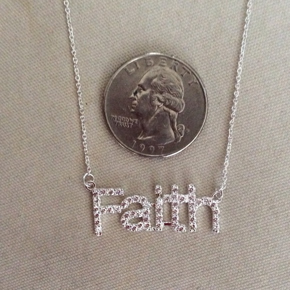 💎NWOT 18" Sterling & CZ "Faith" Necklace - Picture 2 of 4