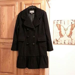 ADORABLE FEMININE BLACK WOOL COAT