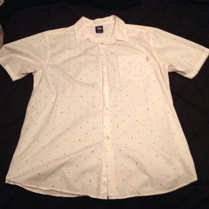 Stussy white collar short sleeve shirt