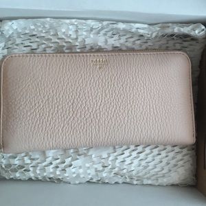 Sydney Zip Clutch by Fossil in Barely Pink