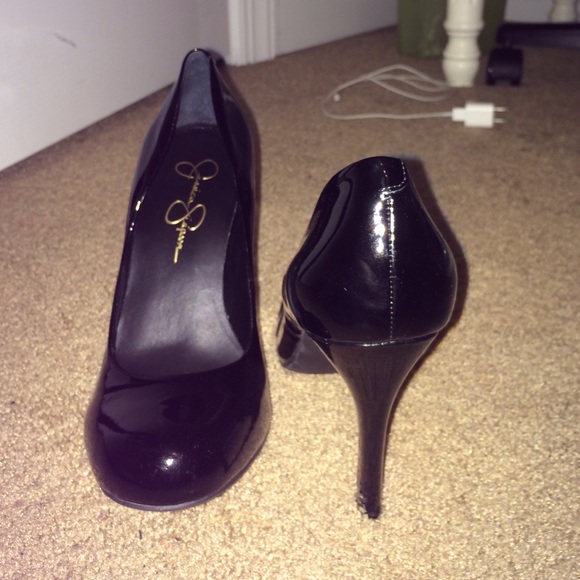 Leather black high heels