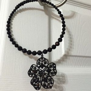 Black necklace with rhinestones