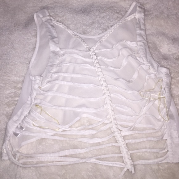 Sheer chiffon top with cut out back. - Picture 2 of 2