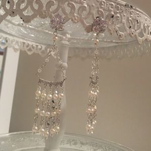 Pearl and Swarovski crystal earrings