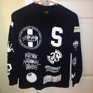 Stussy Black/White Long Sleeve Shirt