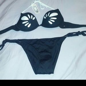 Jolidon push up bikini set black white