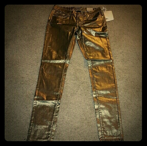 Foil gold pants size 5/6 NWT