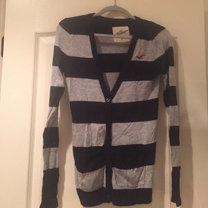 Hollister grey and navy stripped cardigan