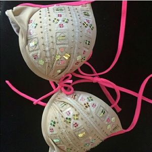 Vs neon pink embellished sequin bikini