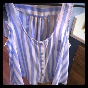 Soft and flowy white and blue crop top!