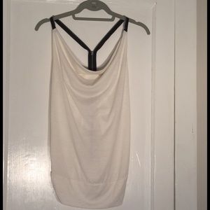 Cream tank top with black zipper back
