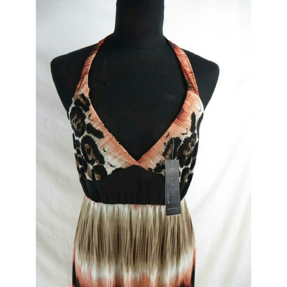 HP ANIMAL PRINT MAXI HALTER DRESS - Picture 2 of 4