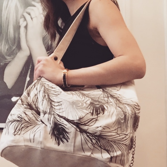 ⭐️ Leigh & Luca Feather & Metal Canvas Satchel