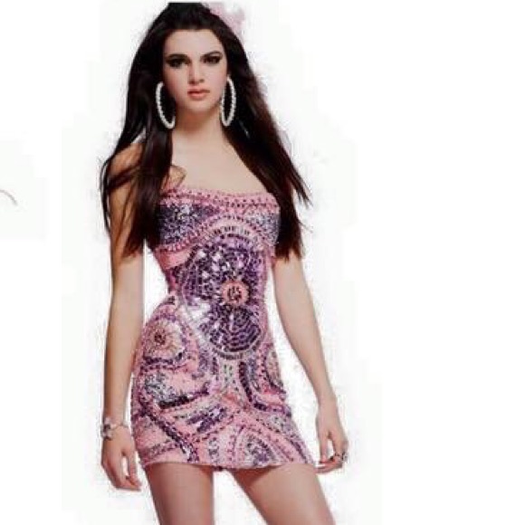 Sherri Hill size 4 ivory/ Gold - Picture 3 of 4