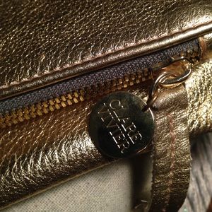 Gold leather foldable clutch