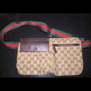 Authentic Gucci GG pattern leather assist belt bag