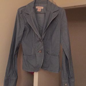 Corduroy light blue jacket.
