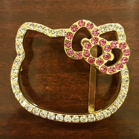 Hello Kitty gold and crystal belt buckle