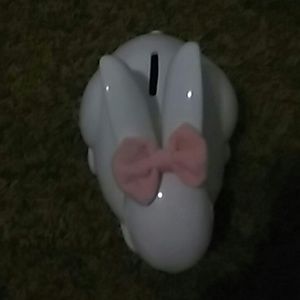 Bunny with a bow piggy bank