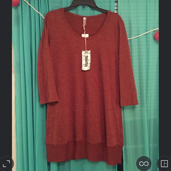 Monoreno Sweater Tunic 3/4 sleeves, reddish brown