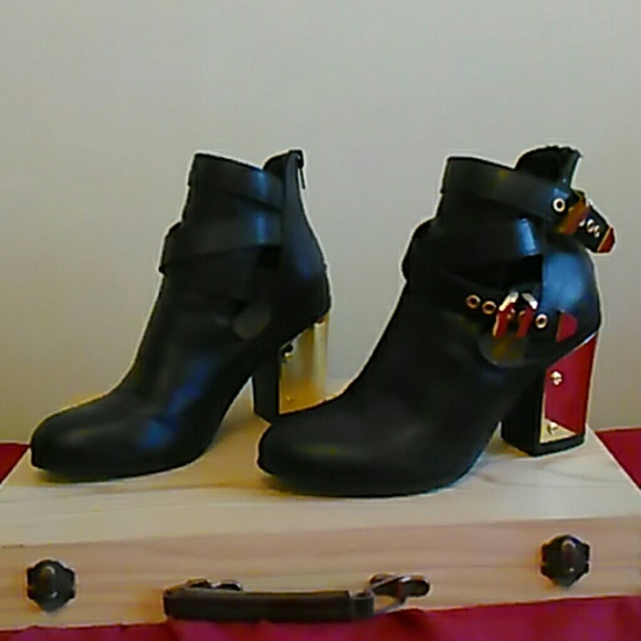 Black & Gold Booties JustFab