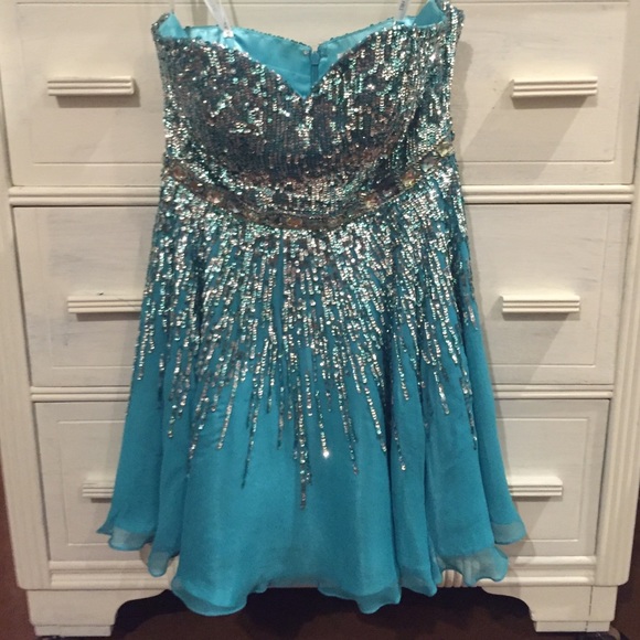 blue sparkley Sherri hill formal dress