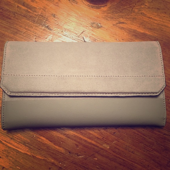 Grey suede and leather wallet