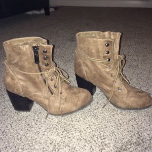 Brown suede booties