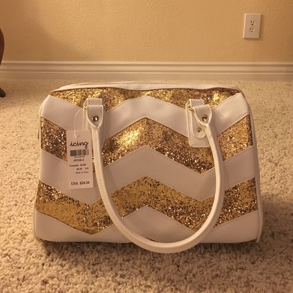 NWT Fab white and gold glitter bag