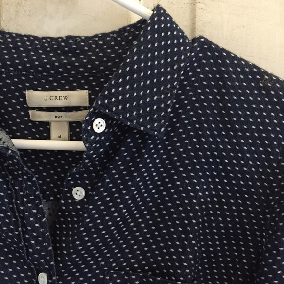JCrew Chambray Polka Dot Button Up