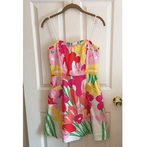 Lilly Pulitzer Floral Strapless Dress 0 EUC