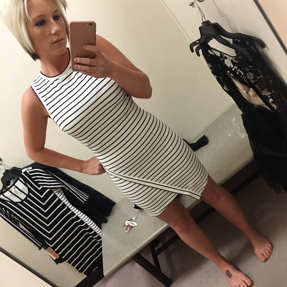 White dress with black stripes