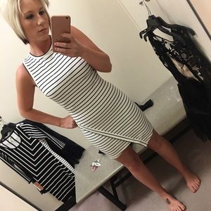 White dress with black stripes