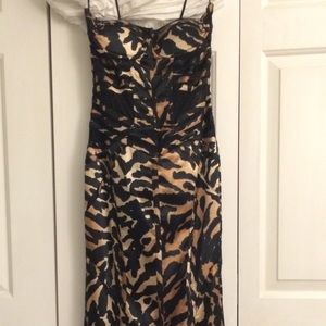 Prom Dress - Strapless Black/Brown Leopard