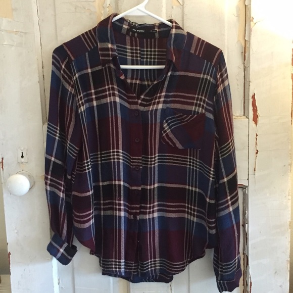 Maroon and Blue Plaid Shirt