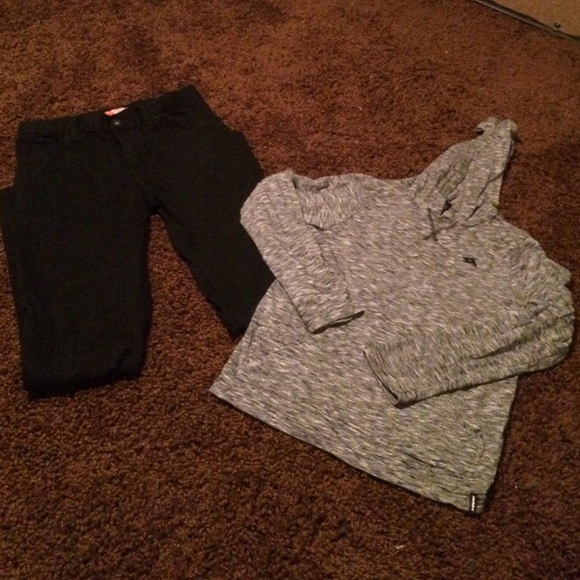 Black pants with a thin pullover hoodie