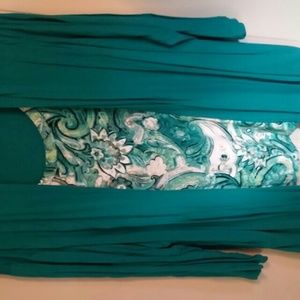 Teal rayon/spandex top 3/4 sleeve
